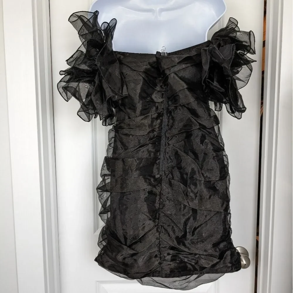 Shero New Formal Black Cocktail Mini Dress Size Large - Picture 3 of 5